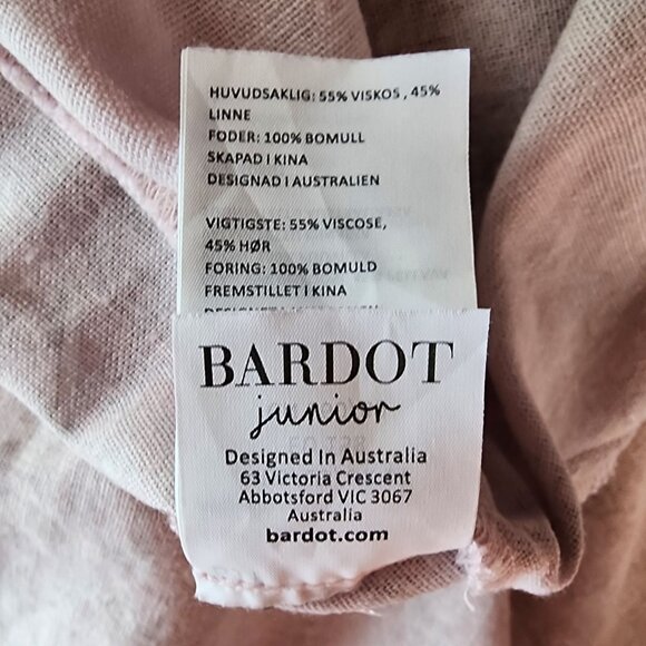 Bardot Junior Girls 14 Dress Linen Blend Paisley Pink Belted Sleeveless Party - Picture 8 of 10